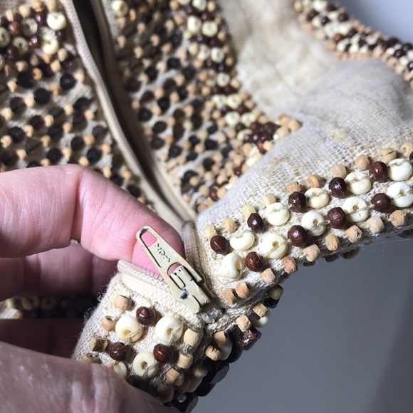 Vintage Moyna Wooden Beaded Boho Clutch Unique - Picture 5 of 8